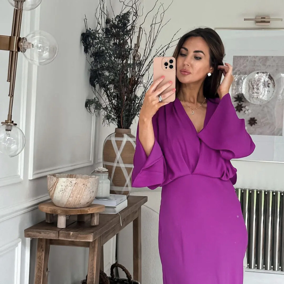 Purple hot sale plunge dress