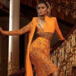 Orange Embroidery Two Piece